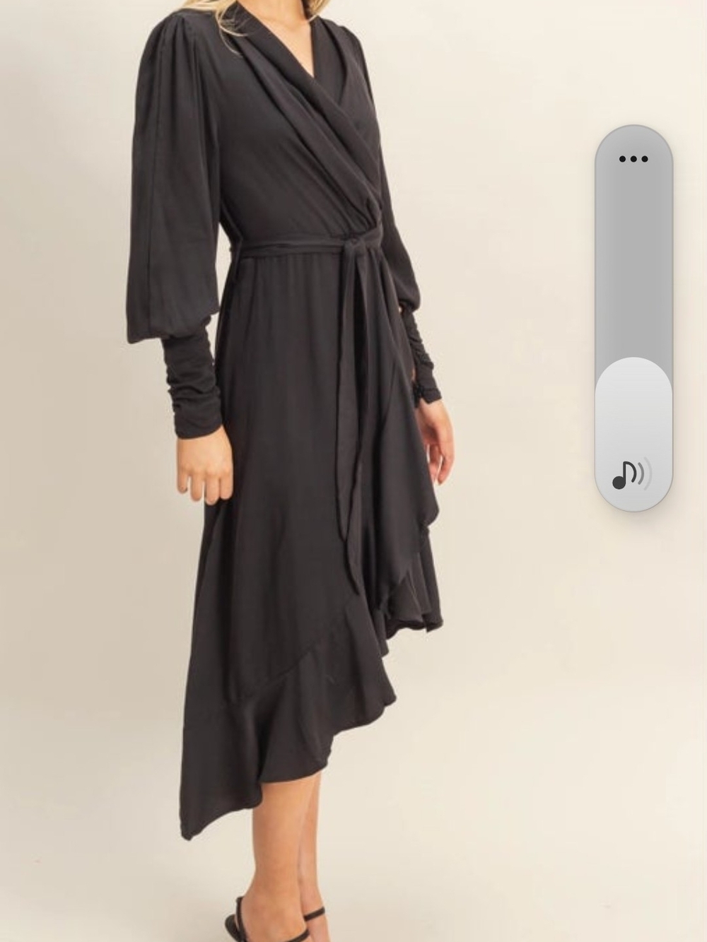 HYFVE Black High-Low Wrap Dress with Tie Waist